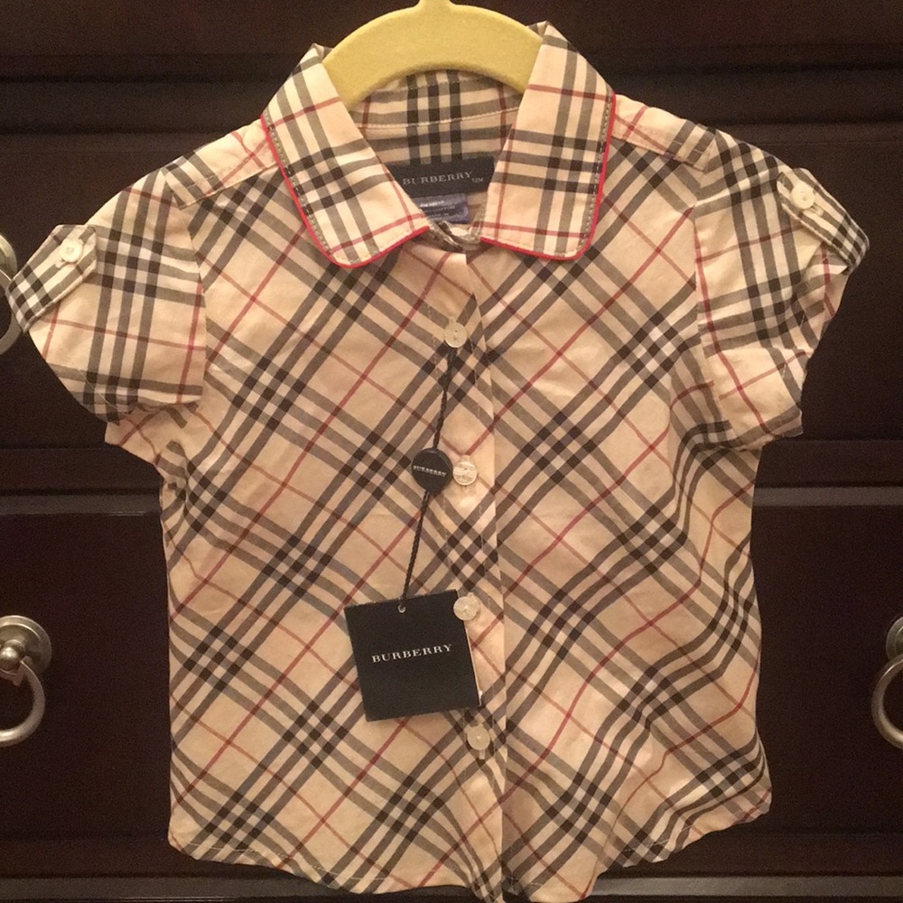 Burberry Toddler Plaid Short Sleeve Blouse 12 mon